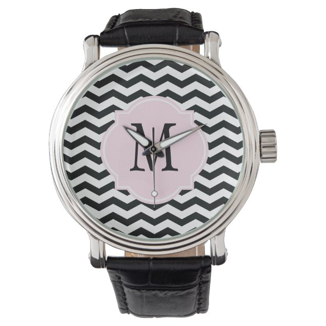 Montre Motif Chevron noir et blanc (devant)