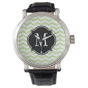 Montre Motif Chevron vert et blanc