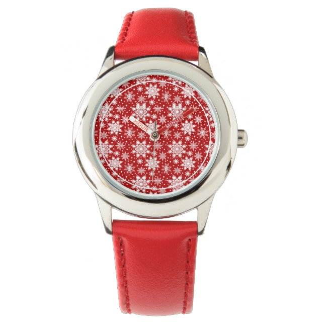 Montre Motif classique de Noël Red & White Snowflake (devant)