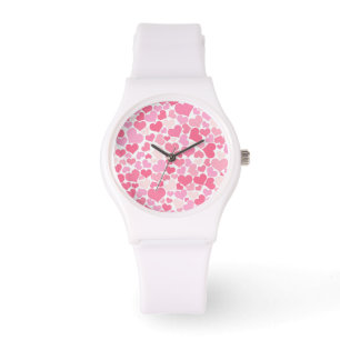 Montre Motif Coeurs roses - Regarder