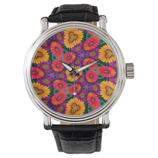 Montre Motif coloré Daisy Bouquet (devant)