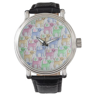 Montre Motif coloré d'amant de chiwawa