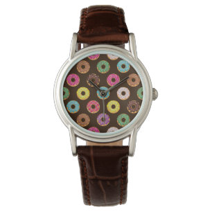 Montre Motif coloré de beigne au chocolat