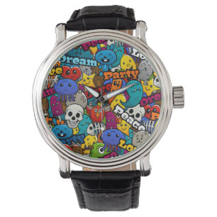 Montre Motif coloré de caractères de graffiti