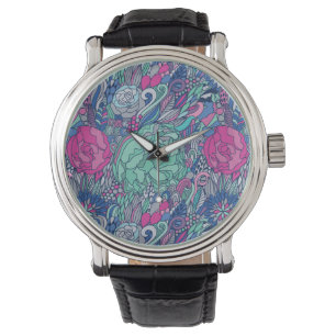 Montre Motif coloré Floral Doodle