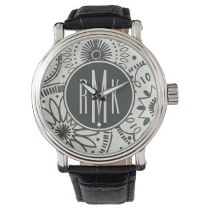 Montre Motif d'abrégé sur le monogramme   Kami