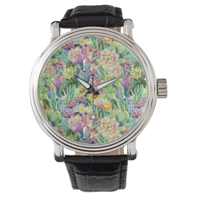 Montre Motif d'aquarelle en fleurs exotiques (devant)