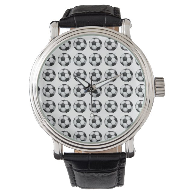Montre Motif de balle de football noir et blanc (devant)