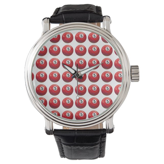 Montre Motif de bille de billard peinte 3 (devant)