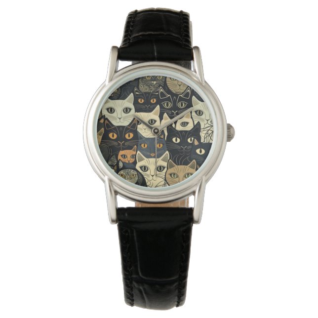 Montre Motif de chat Artsy (devant)