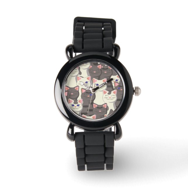Montre Motif de chats blancs et gris (Recto)