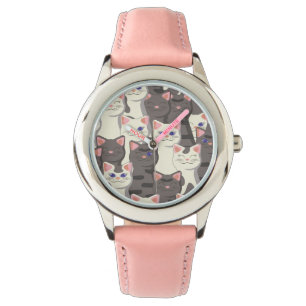 Montre Motif de chats blancs et gris