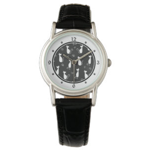 Montre Motif de chats noirs et blancs