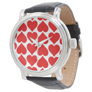 Montre Motif de cœurs rouges, Romantique, Amour