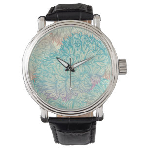 Montre Motif de doodle Floral Multicolor