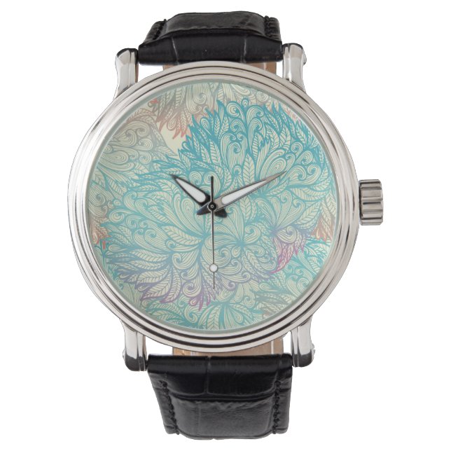 Montre Motif de doodle Floral Multicolor (devant)