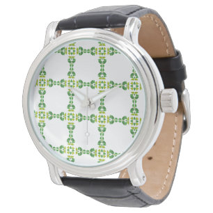 Montre Motif de feuille, motif de feuilles, feuilles vert