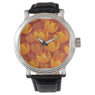 Montre Motif de fleurs d'or