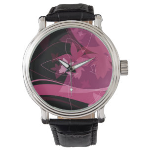 Montre Motif de floraison magenta