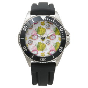 Montre Motif de fruits texturés à main libre