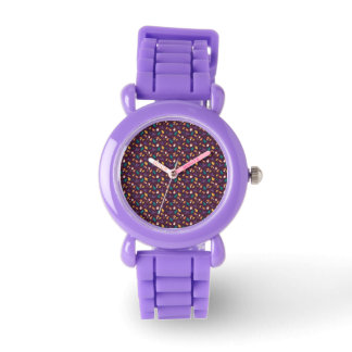 Montre Motif de la feuille de champignons violet Silicone