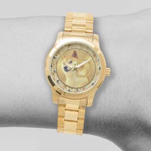 Montre Motif de la pièce d'or Dogecoin