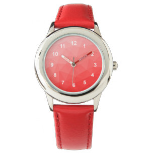 Montre Motif de maillage géométrique dégradé rouge