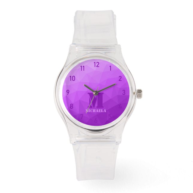 Montre Motif de maillage géométrique gris bleu (Recto)