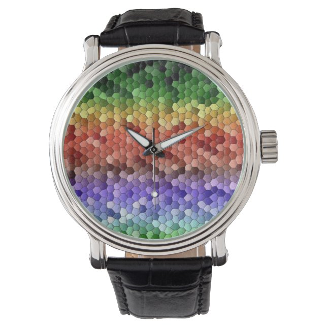 Montre Motif de mosaïque arc-en-ciel (devant)