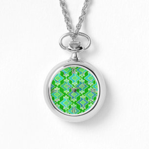 Montre Motif de papier peint Art Déco, Jade Green