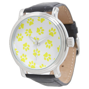 Montre Motif de pattes, pattes de chien, pattes jaunes