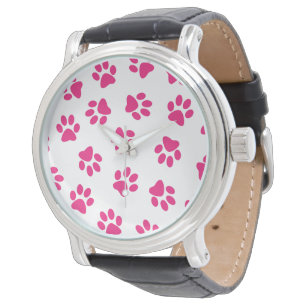 Montre Motif de pattes, pattes de chien, pattes roses