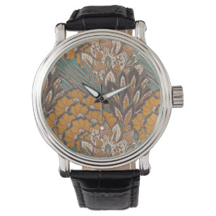 Montre Motif de plume de paon Abstrait