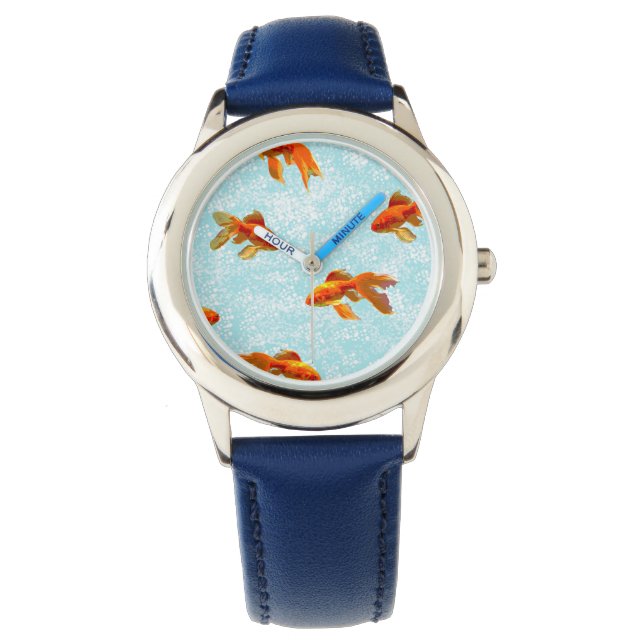 Montre Motif de poisson rouge (bleu) (devant)