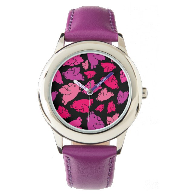Montre Motif de porc rose (devant)
