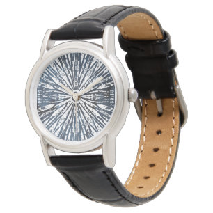 Montre Motif de radial d'encre d'indigo