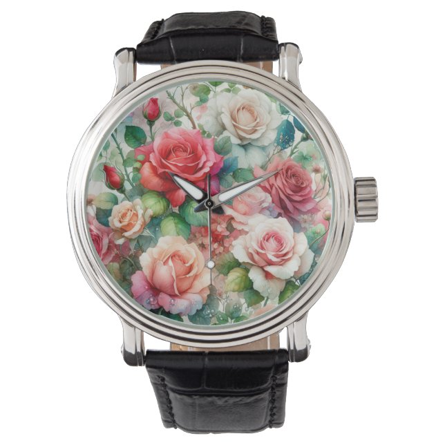 Montre Motif de Rose lunatique (devant)