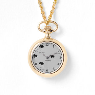 Montre Motif de silhouette rhino