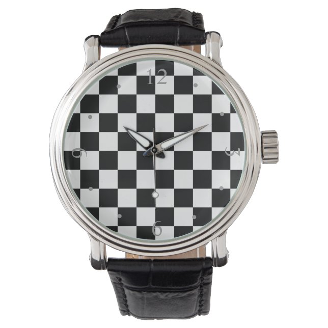 Montre Motif de tableau de contrôle de contraste noir/bla (devant)