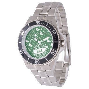 Montre Motif décoré d'un monogramme pour le golfeur