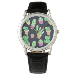 Montre Motif des cactus à aquarelle de Neon