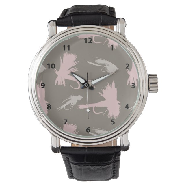 Montre Motif des leurres de pêche de la mouche (devant)