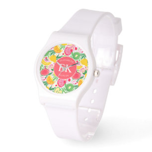 Montre Motif d'été pour le Monogramme de fruits tropicaux