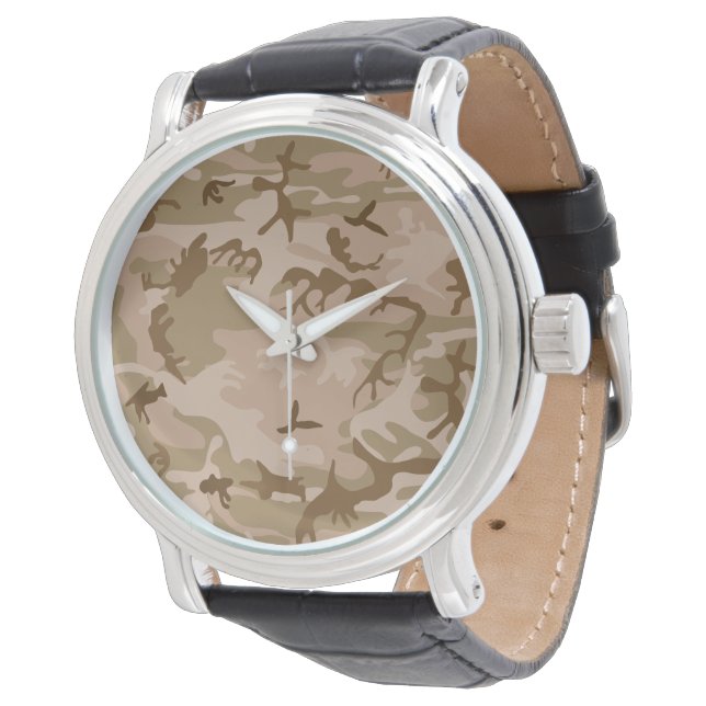 Montre Motif du Camouflage du désert, Motif militaire, Ar (Incliné)