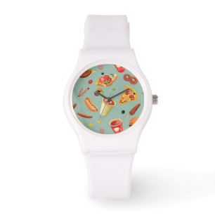 Montre Motif élégant d'aliments de préparation rapide