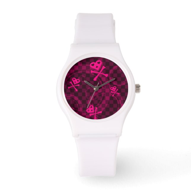 Montre Motif Emo Rose Avec Cercles (Recto)