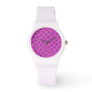 Montre Motif en mosaïque islamique violet or