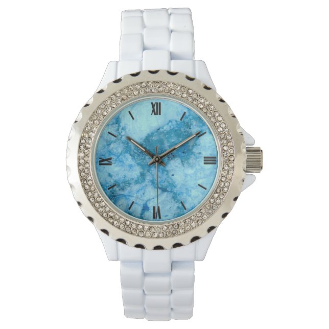 Montre Motif en pierre de Gem, femmes en granit bleu (devant)