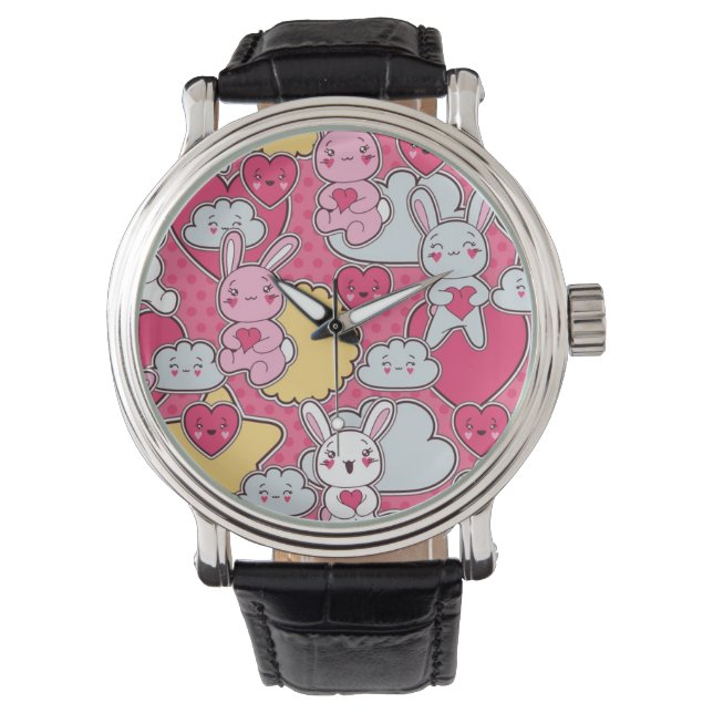 Montre Motif enfant Kawaii avec des Doodles mignons (devant)