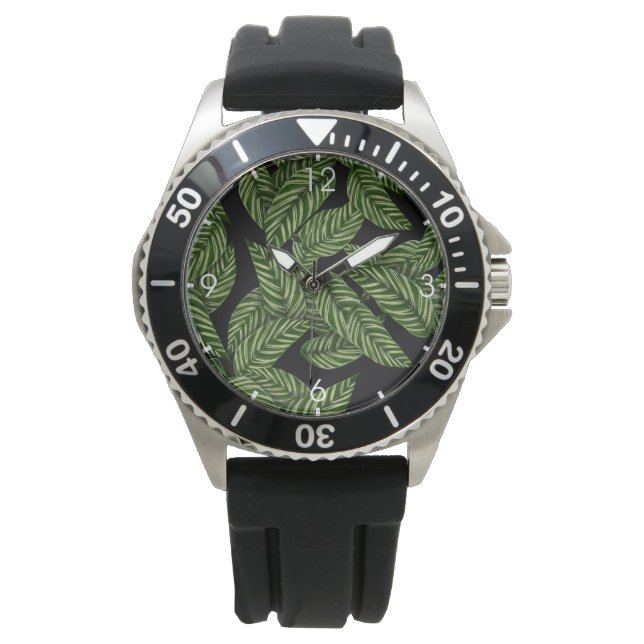 Montre Motif Feuille tropical (devant)